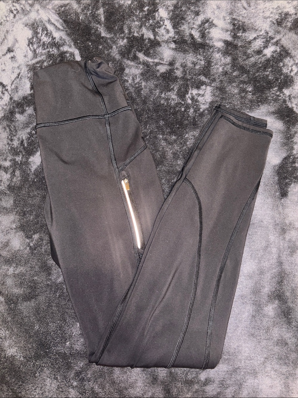 Athleta Black Performance Leggings with Zip Pocket